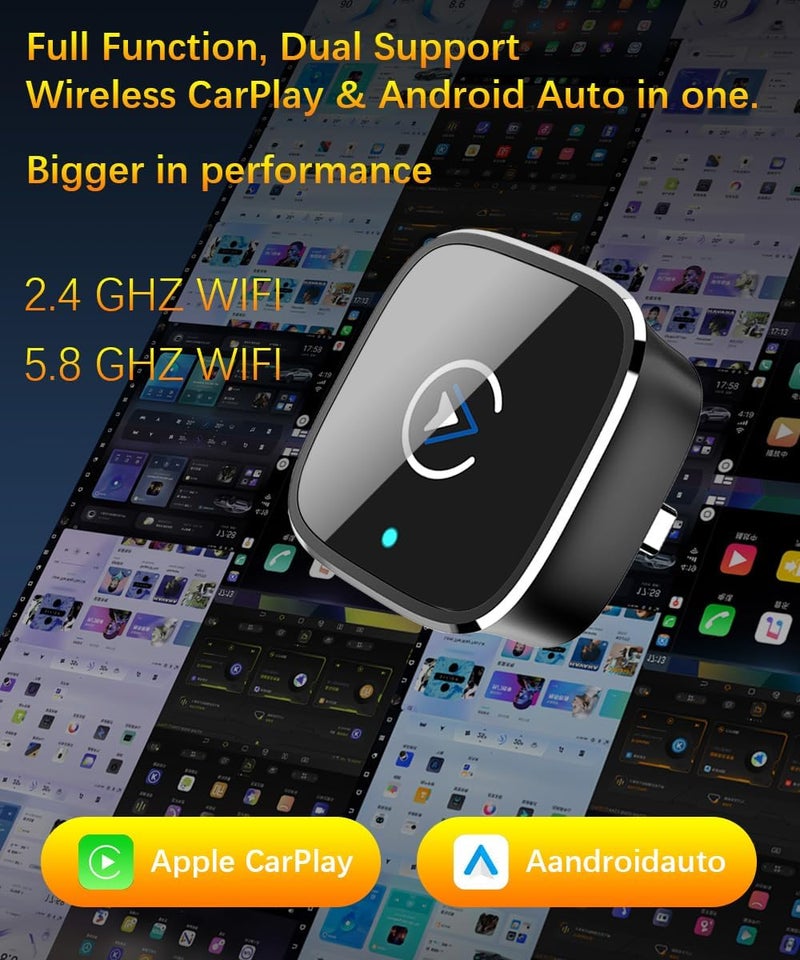 Gramalive محول وايرلس CarPlay لهاتف iPhone، تصميم Mini USB، ترقية 2025 مع سلك مدمج لـ Apple CarPlay، توصيل وتشغيل، اتصال سريع ومستقر Car Play لهواتف iPhone وAndroid - Image 2